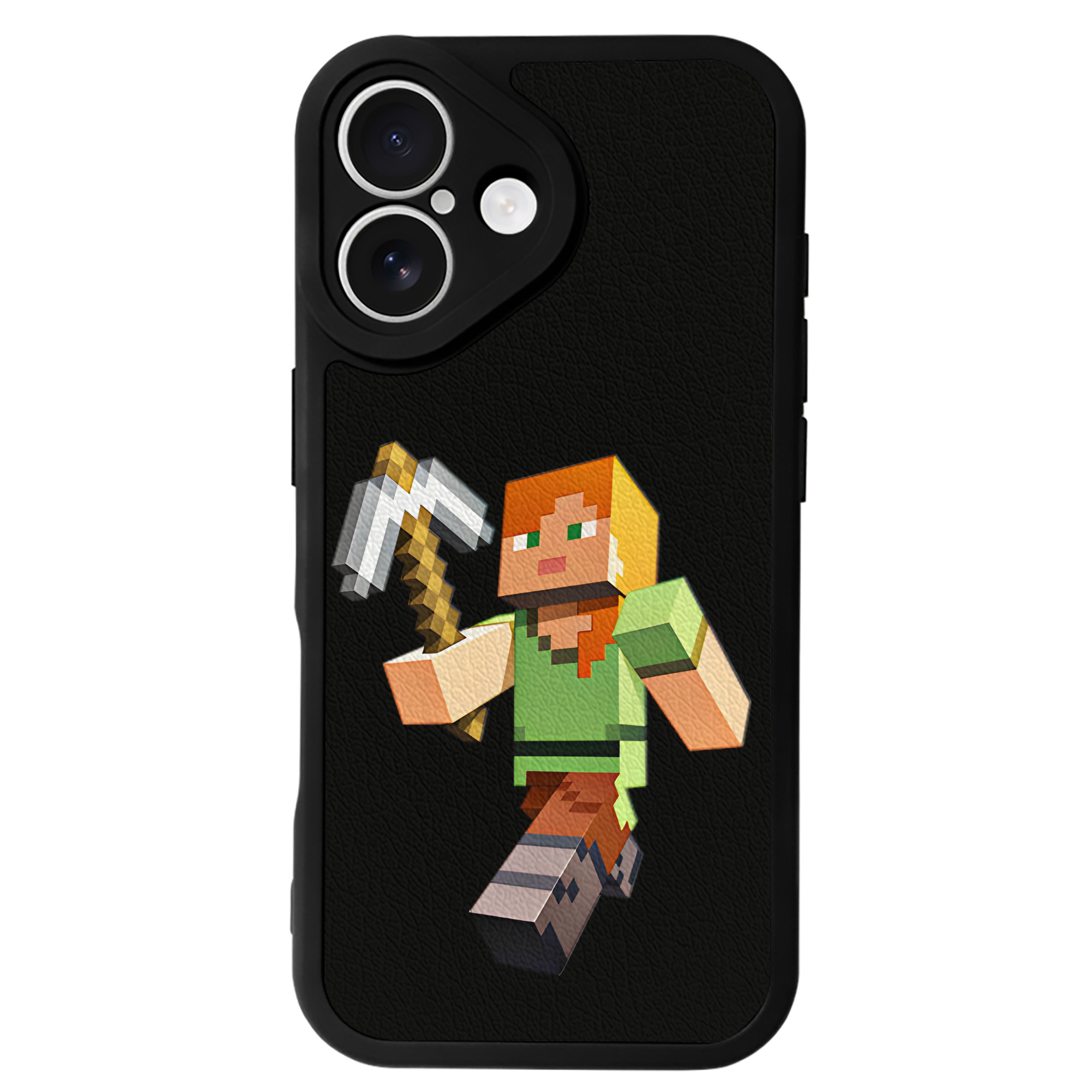 （画像用） マインクラフト ブロックの世界 Minecraft MC Block world 【iPhone 16シリーズ対応】シリコンスマホケース（レザー調） 材質：シリコン